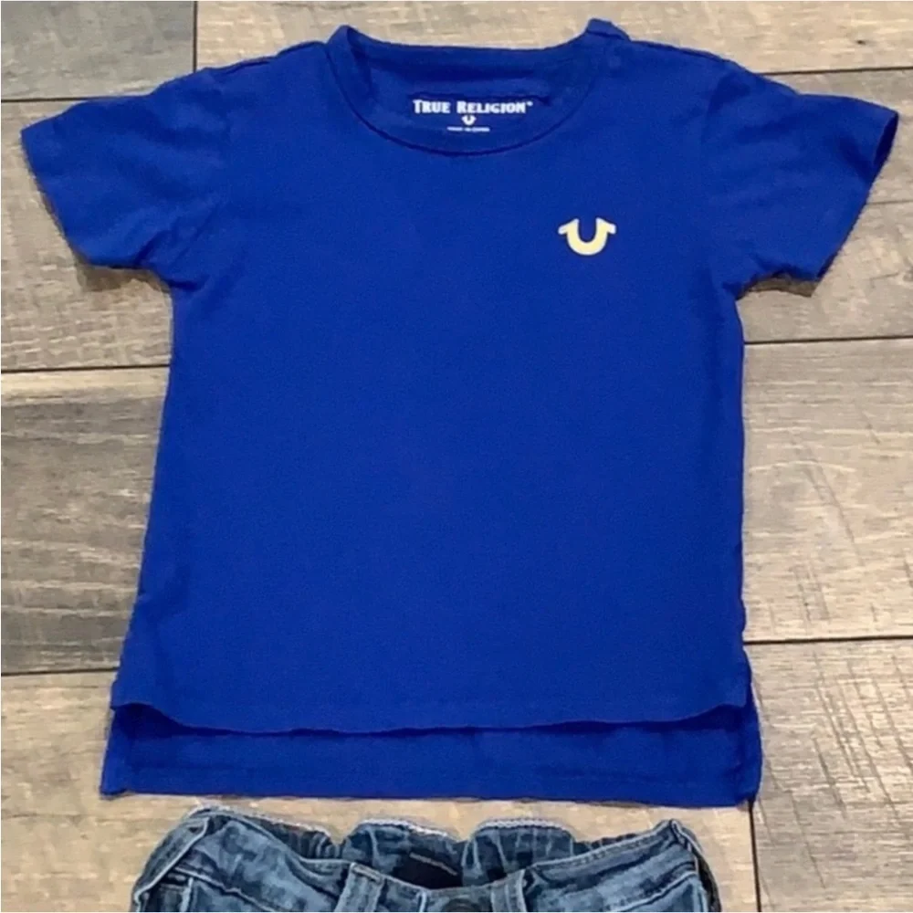 Authentic True Religion designer signature Jeans & tee shirt Sz 2T